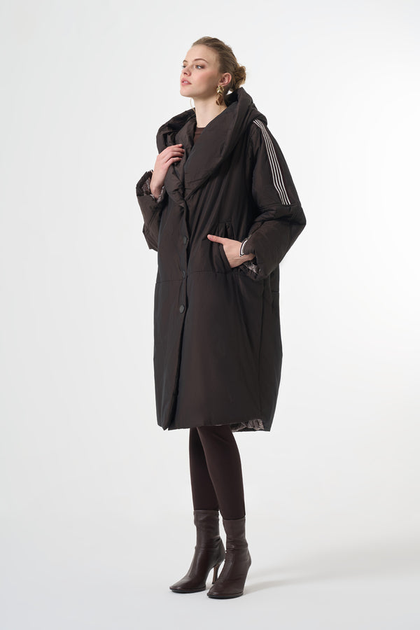 Şerit Detaylı Şişme Mont