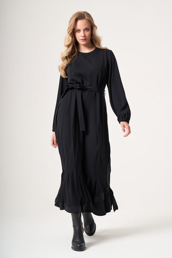 Cupra İşlemeli Şifon Elbise