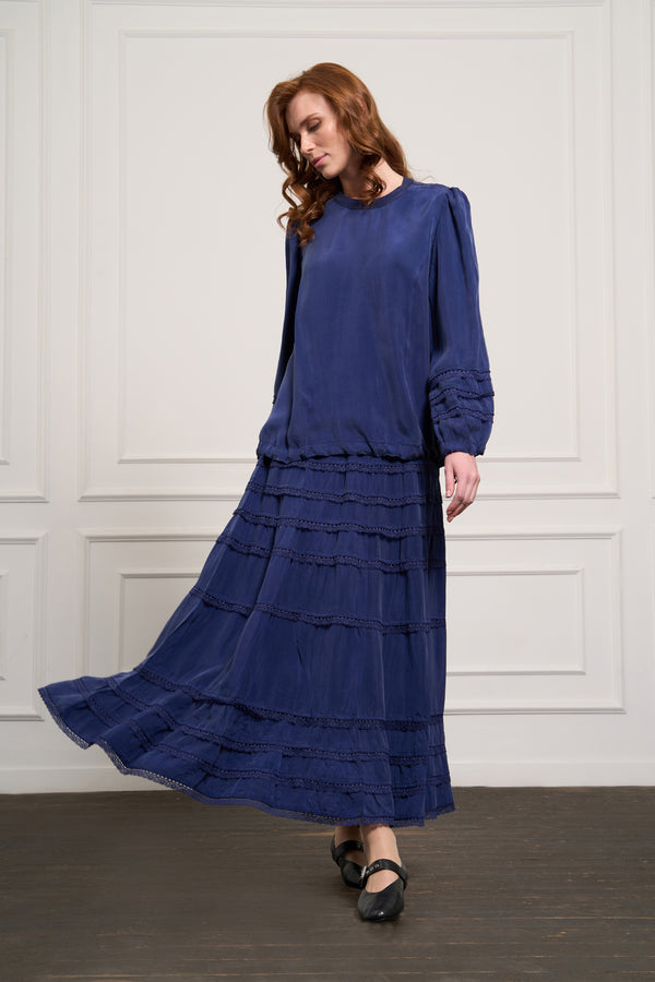 Dantel Detaylı Cupro Etek Takım