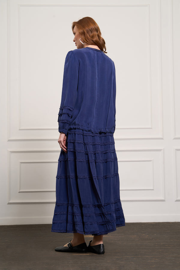 Dantel Detaylı Cupro Etek Takım