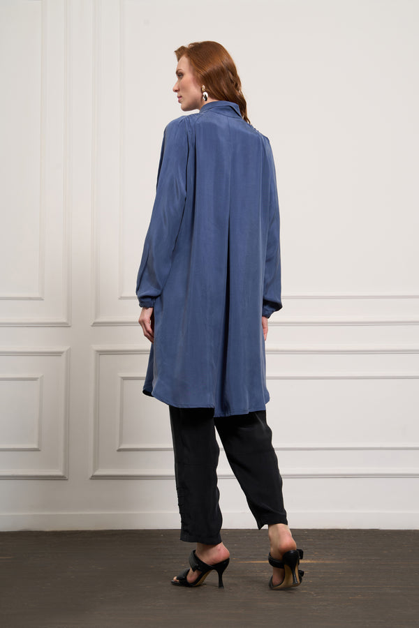 Cep Detaylı Cupro Gömlek