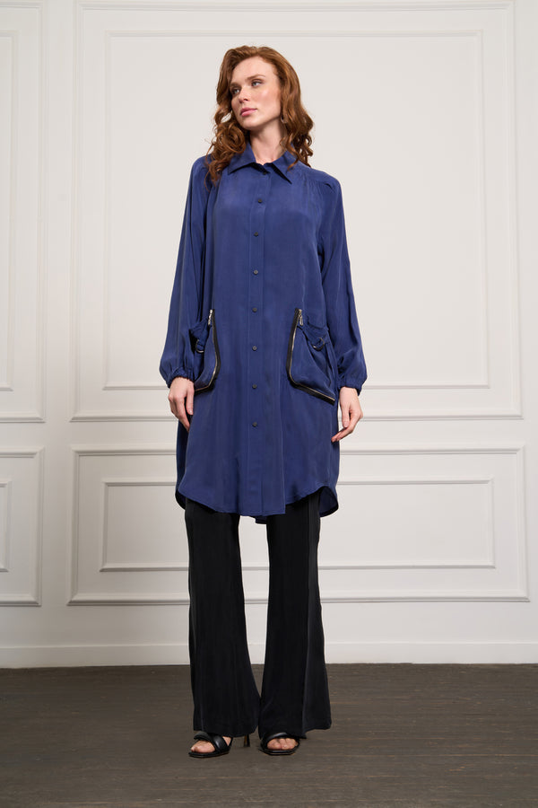 Cep Detaylı Cupro Gömlek