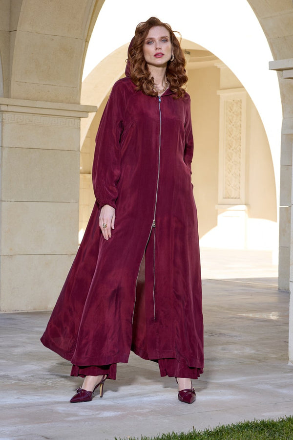 Nervür Detaylı Cupro Pardesü