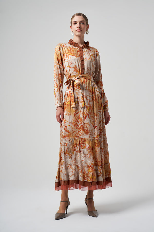 Desenli Cupro Elbise