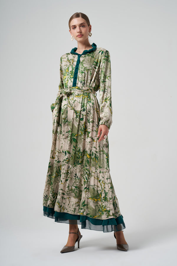 Desenli Cupro Elbise