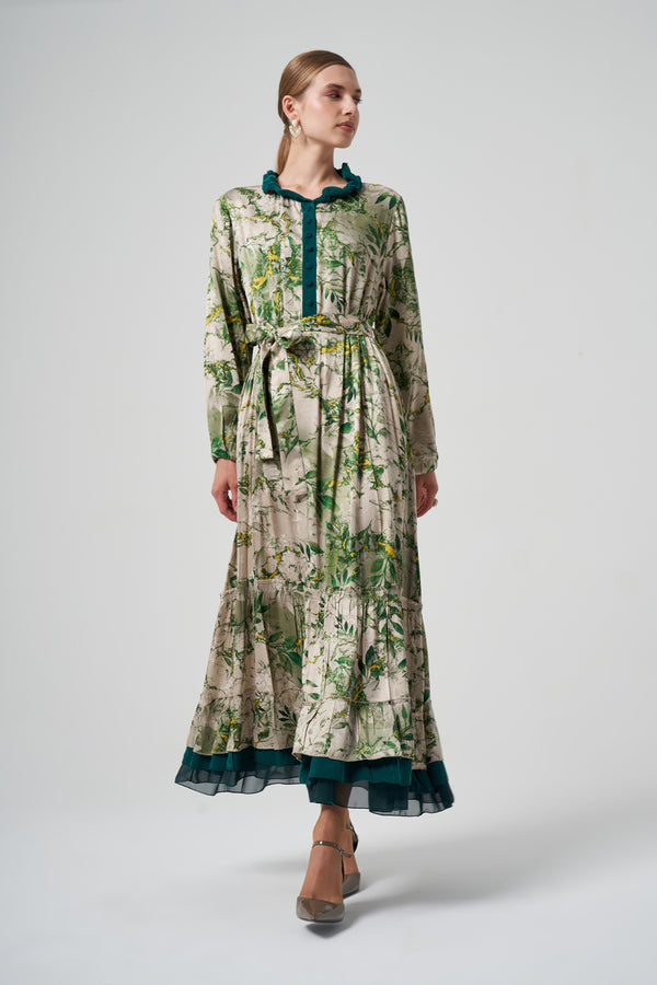 Desenli Cupro Elbise