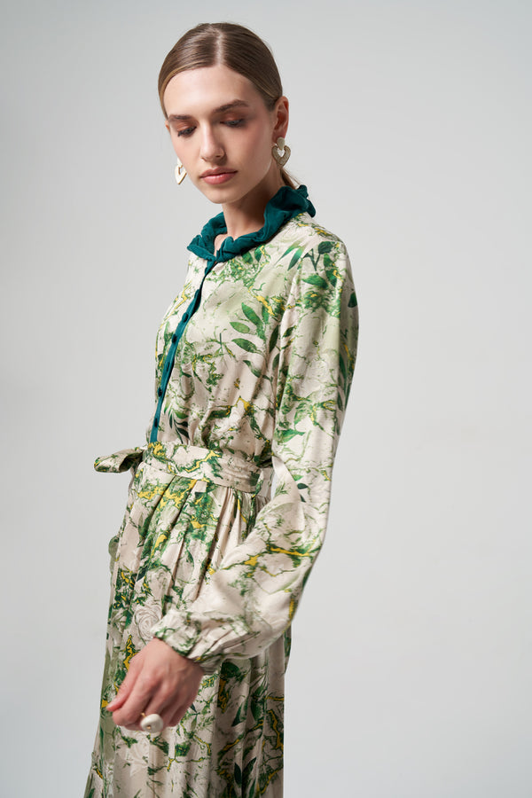 Desenli Cupro Elbise