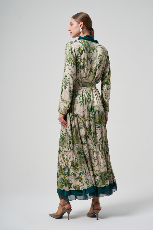 Desenli Cupro Elbise