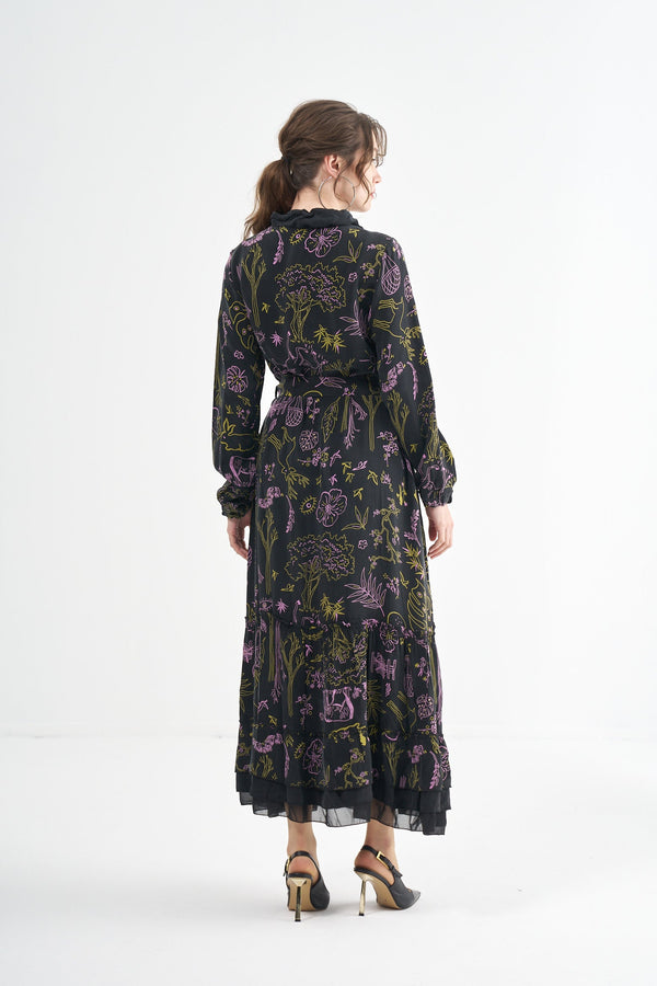 Desenli Cupro Elbise