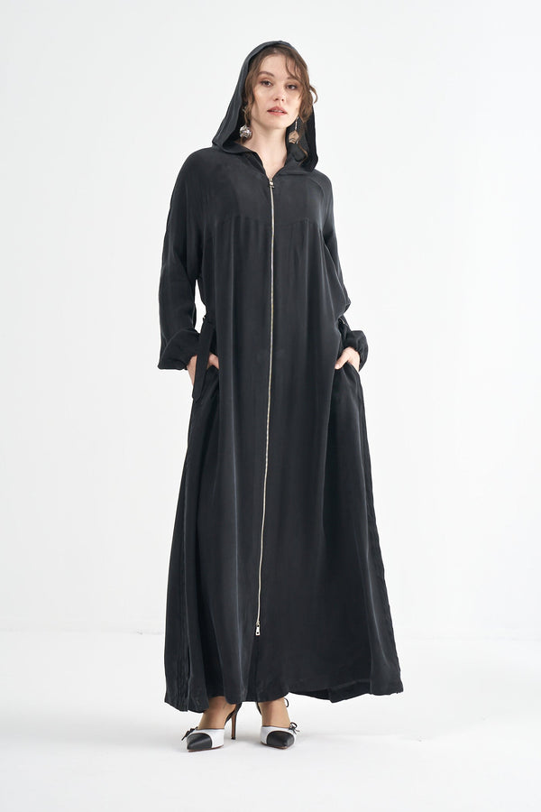 Nervür Detaylı Cupro Pardesü