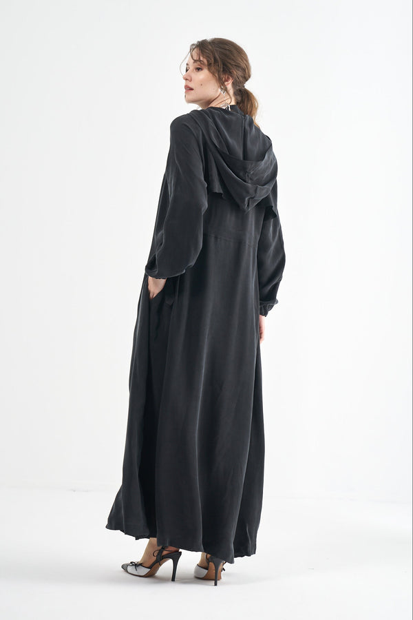 Nervür Detaylı Cupro Pardesü