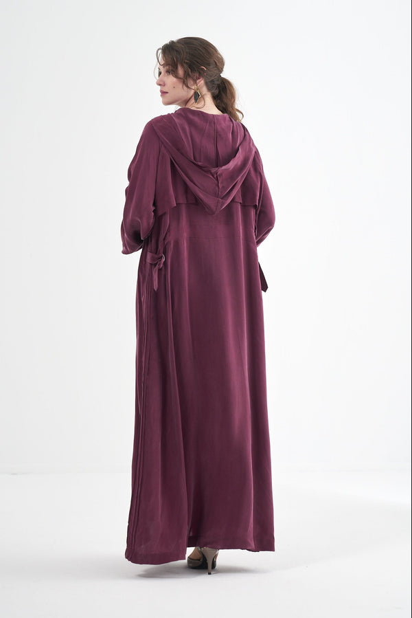 Nervür Detaylı Cupro Pardesü