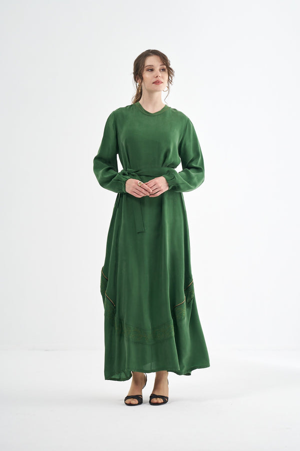 Nakış Detaylı Cupro Elbise