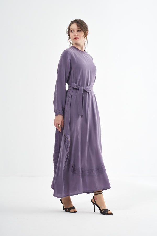 Nakış Detaylı Cupro Elbise