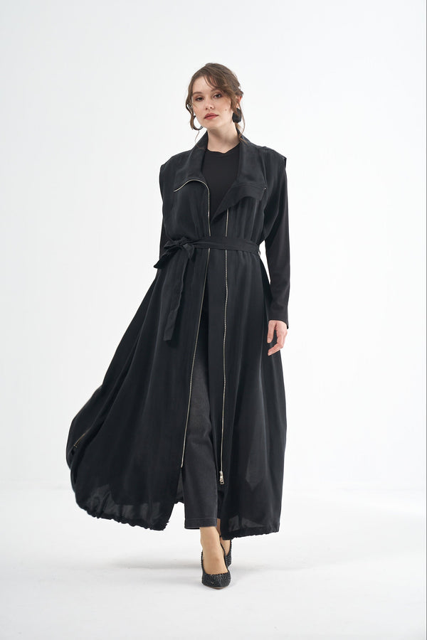 Kuşaklı Cupro Yelek