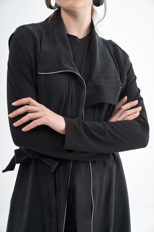 Kuşaklı Cupro Yelek