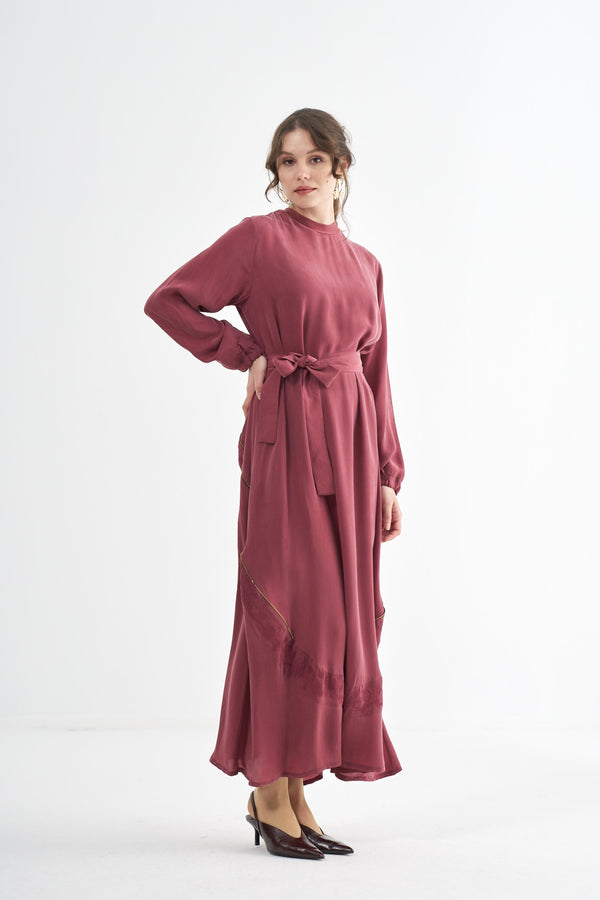 Nakış Detaylı Cupro Elbise