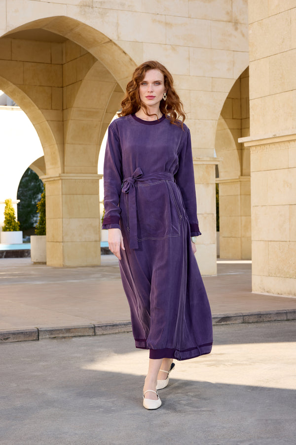 Cep Detaylı Cupro Elbise